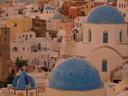 Sunset over all those blue domes in Oia.